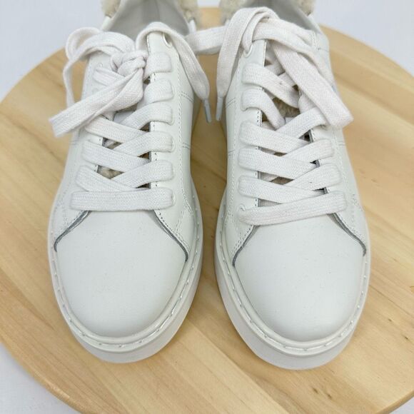 Ralph Lauren Angeline Womens White Leather Sneakers Shearling Trim US 5.5 EUR 36 - Picture 7 of 13